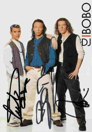 Autogrammkarte DJ BoBo & Crew – World In Motion Tour 1996 / 1997